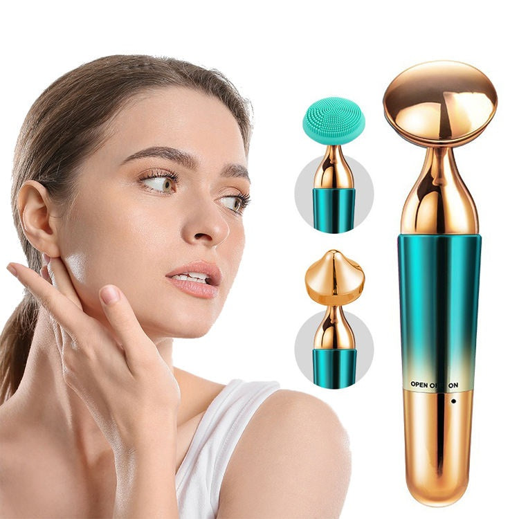 3-in-1 Ultrasonic Vibrating Face and Neck Massager with High-Frequency Vibration, Deep Cleansing, Nourishing Care and Lifting Effect