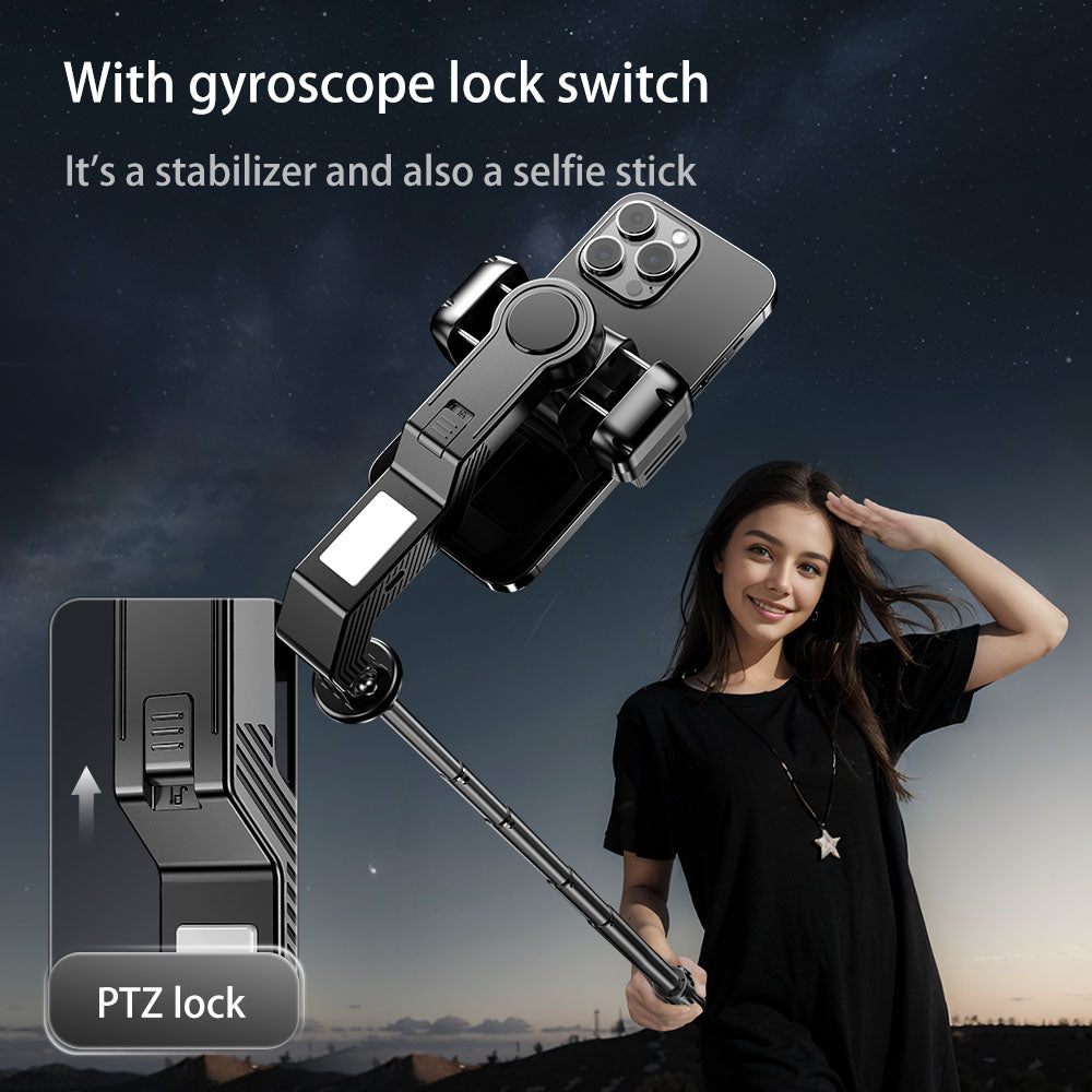 Q31 Smartphone Stabilizer with Light, Bluetooth Remote Control, and Tripod Function