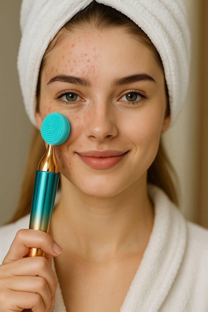 3-in-1 Ultrasonic Vibrating Face and Neck Massager with High-Frequency Vibration, Deep Cleansing, Nourishing Care and Lifting Effect