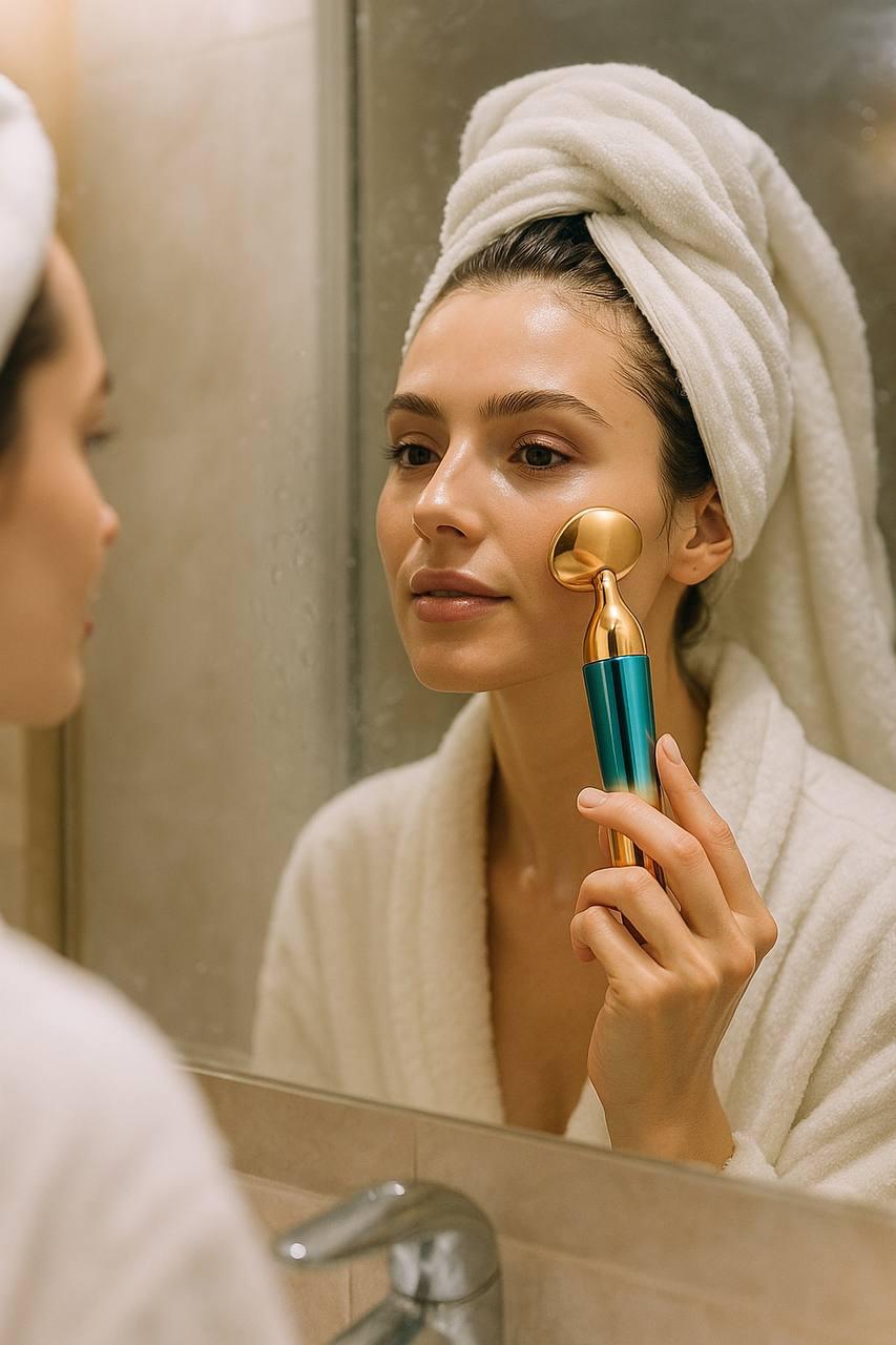 3-in-1 Ultrasonic Vibrating Face and Neck Massager with High-Frequency Vibration, Deep Cleansing, Nourishing Care and Lifting Effect