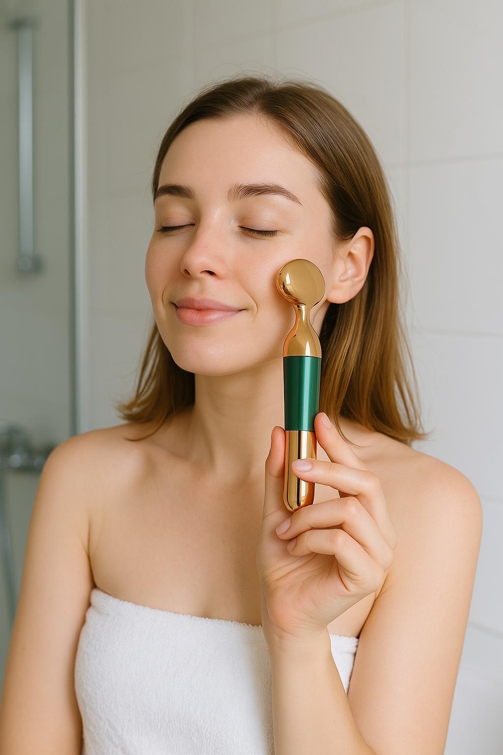 3-in-1 Ultrasonic Vibrating Face and Neck Massager with High-Frequency Vibration, Deep Cleansing, Nourishing Care and Lifting Effect