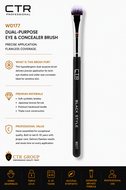 CTR W0177 eyeshadow under-eye concealer brush synthetic bristles dual-purpose — CTR Professional