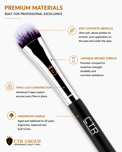 CTR W0177 eyeshadow concealer brush premium materials synthetic bristles ferrule Triple-Lock hardwood — CTR Professional
