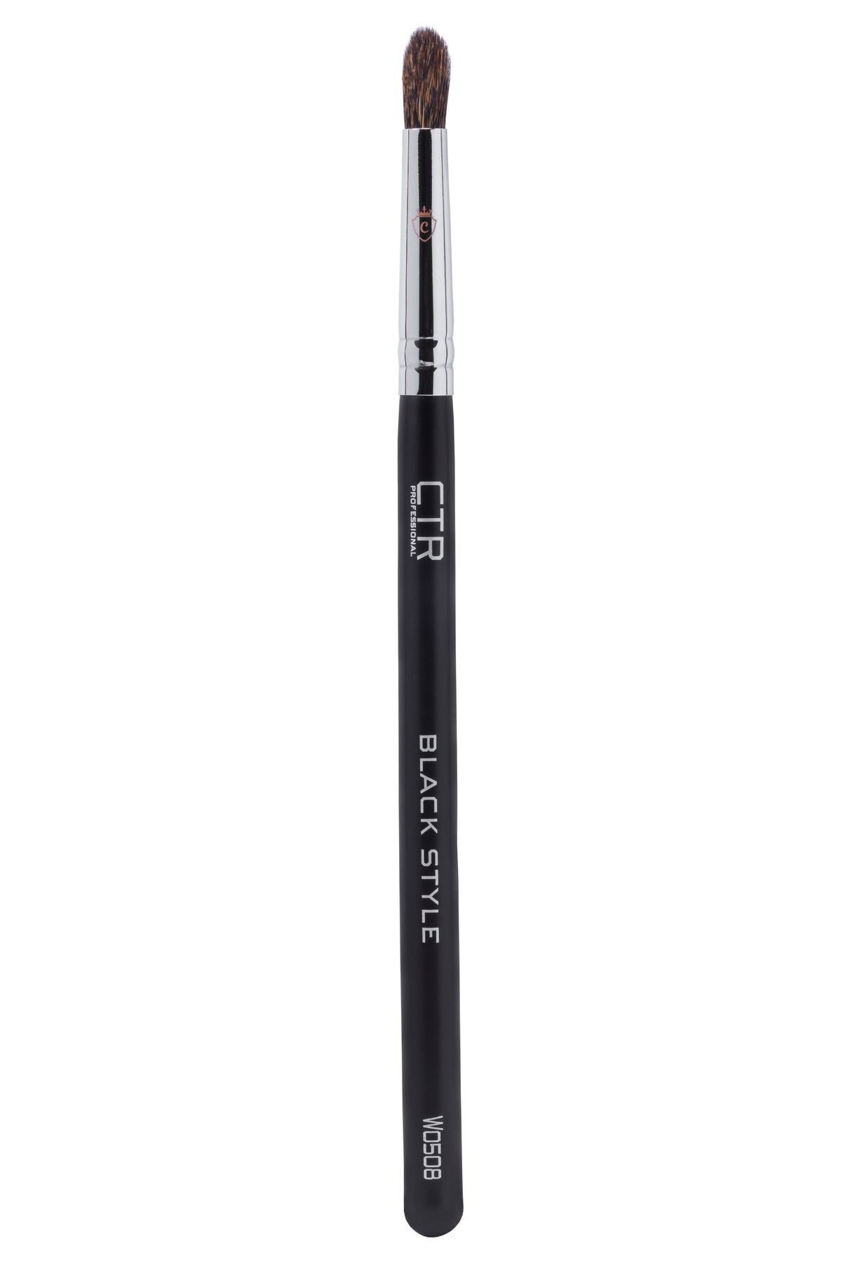 One CTR PROFESSIONAL makeup brush with a black handle, silver ferrule, and dark bristles. Labeled BLACK STYLE W0508.