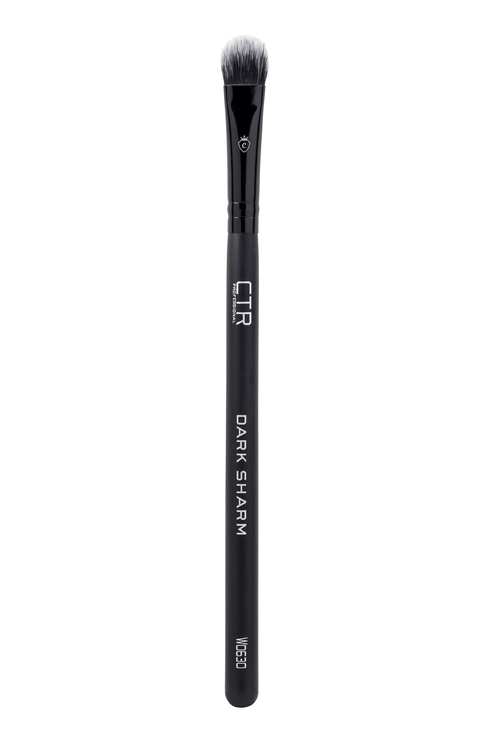 Black makeup brush with white-tipped bristles, labeled CTR PROFESSIONAL DARK SHARM W0630.