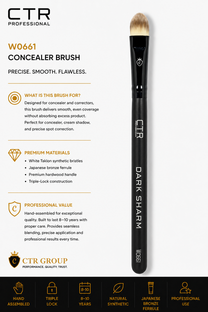 CTR W0661 concealer brush Dark Sharm precise smooth flawless what is this brush for premium materials — CTR Professional
