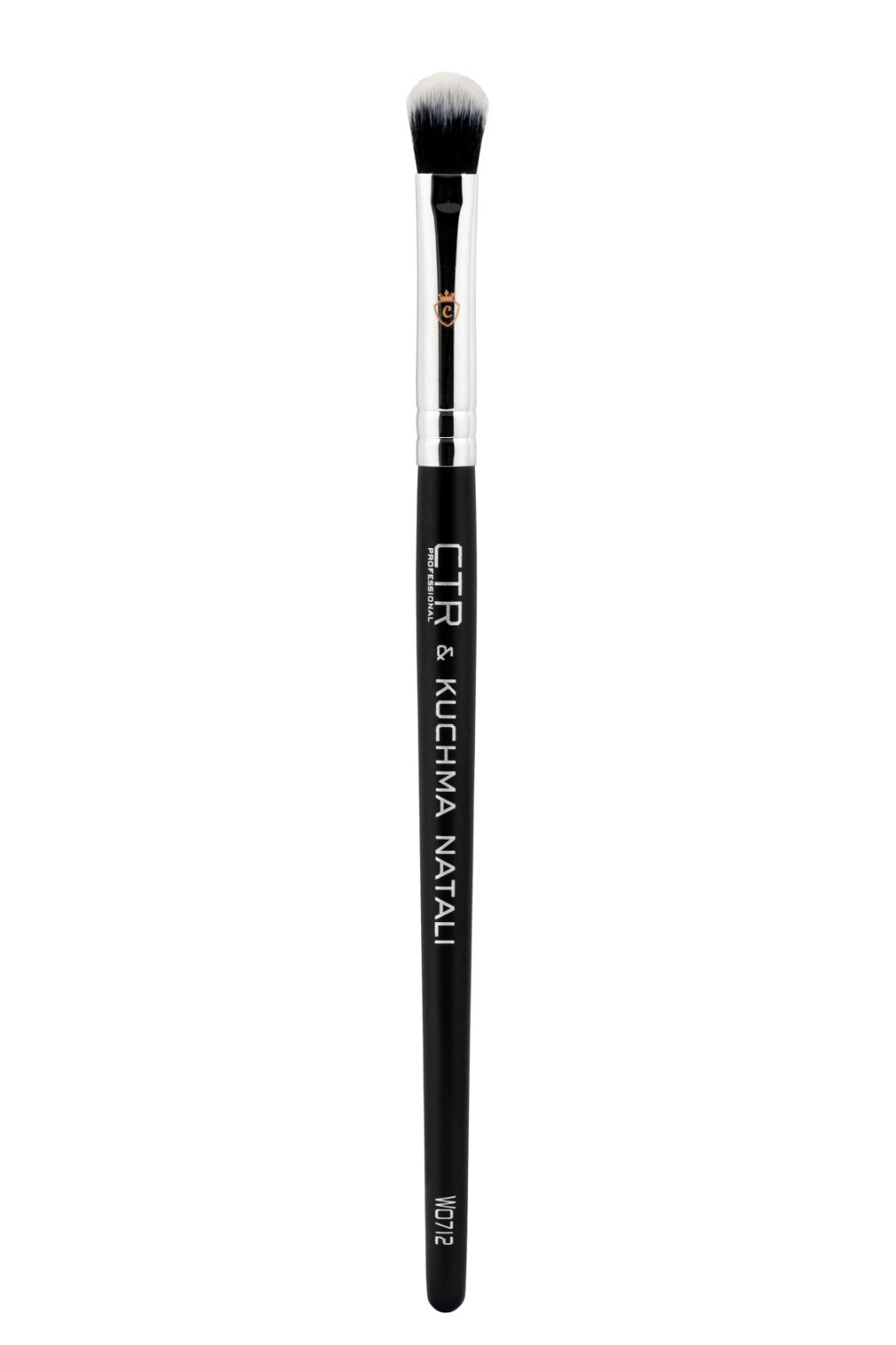 One makeup brush with a black handle, silver ferrule, and white bristles, labeled CTR & KUCHMA NATALI W0712.