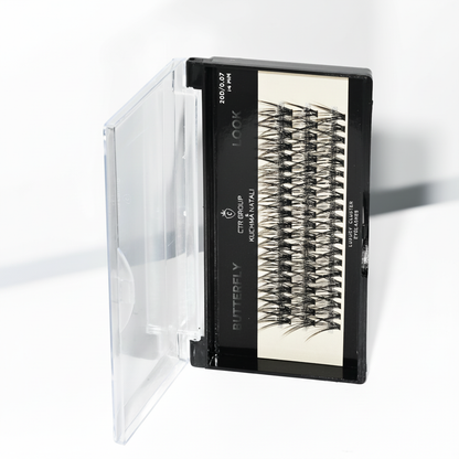 CTR Group Butterfly Look 14mm false eyelashes in black packaging with clustered lashes