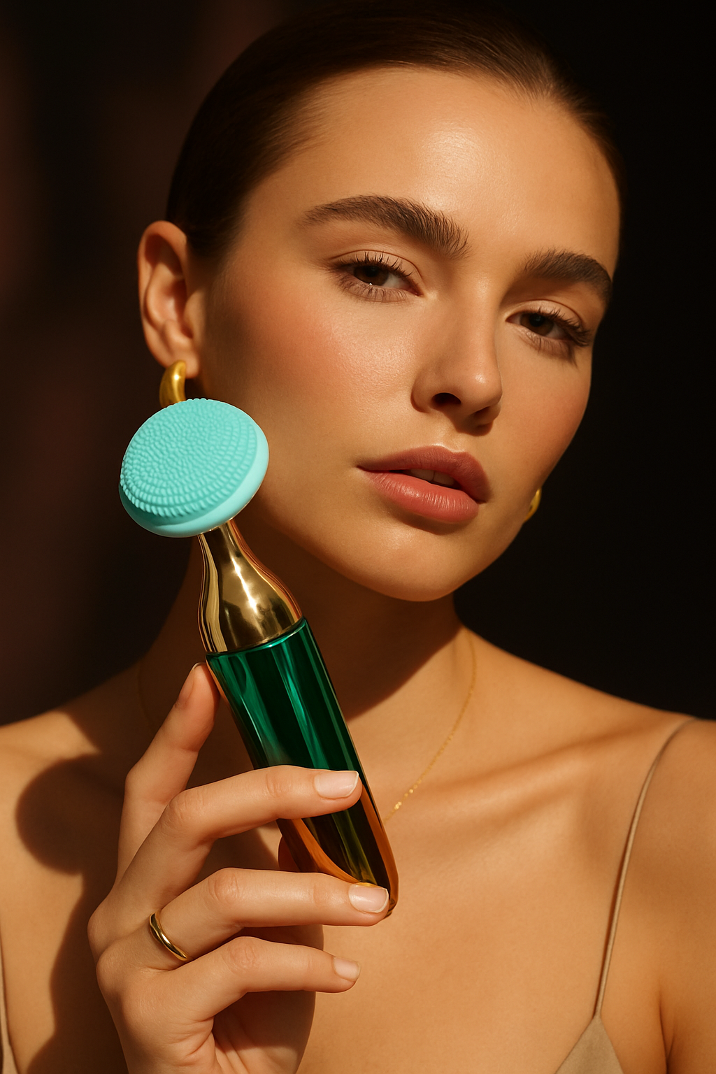 3-in-1 Ultrasonic Vibrating Face and Neck Massager with High-Frequency Vibration, Deep Cleansing, Nourishing Care and Lifting Effect