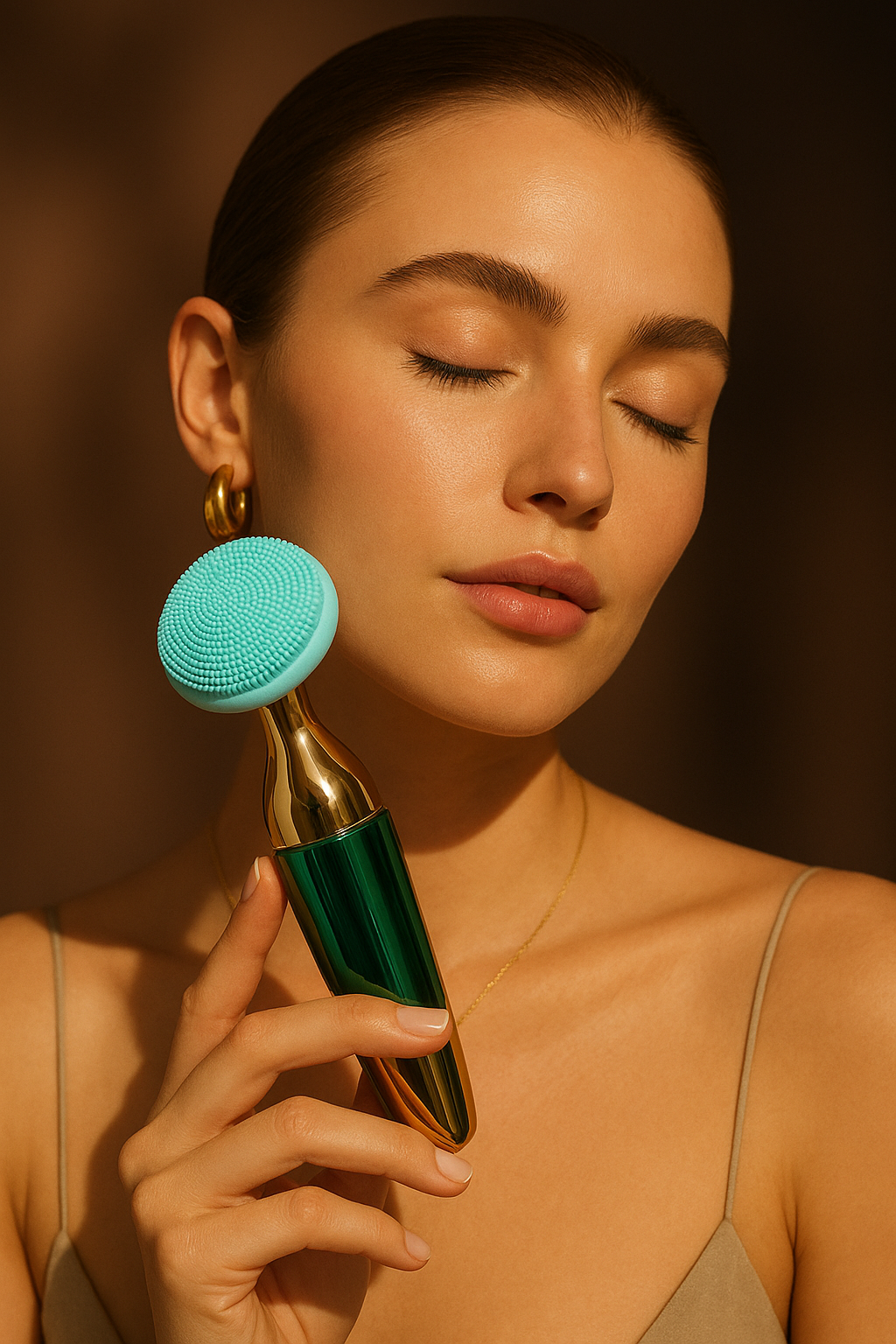 3-in-1 Ultrasonic Vibrating Face and Neck Massager with High-Frequency Vibration, Deep Cleansing, Nourishing Care and Lifting Effect