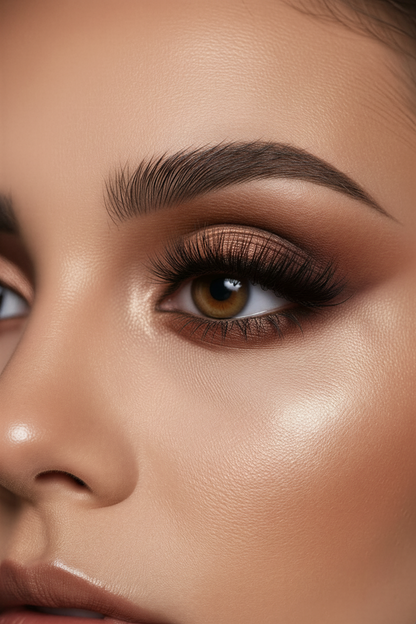CTR Group Fox Look false eyelashes close-up on eye with a soft cat-eye effect