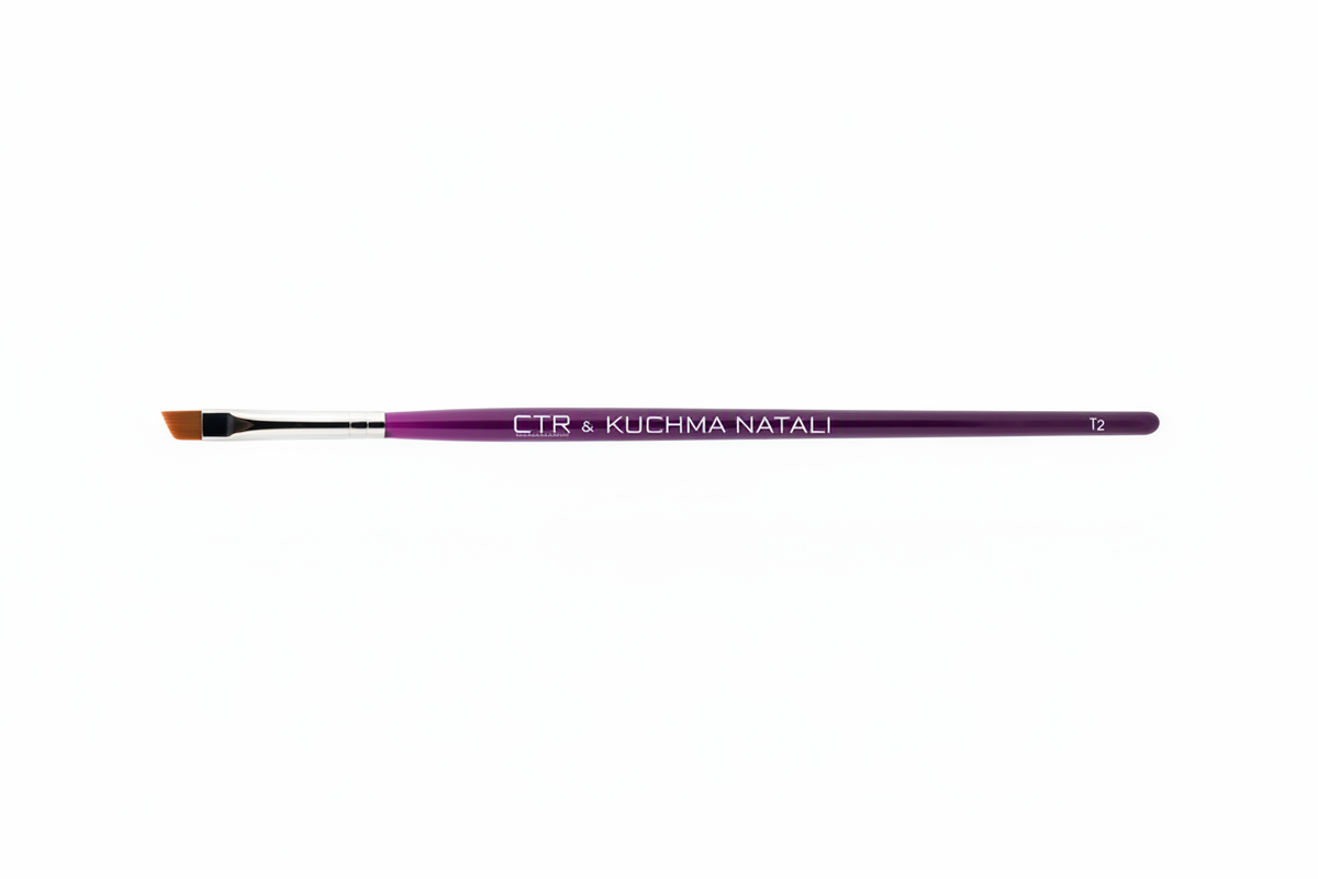 CTR GROUP T2 angled brow and liner brush with a purple handle