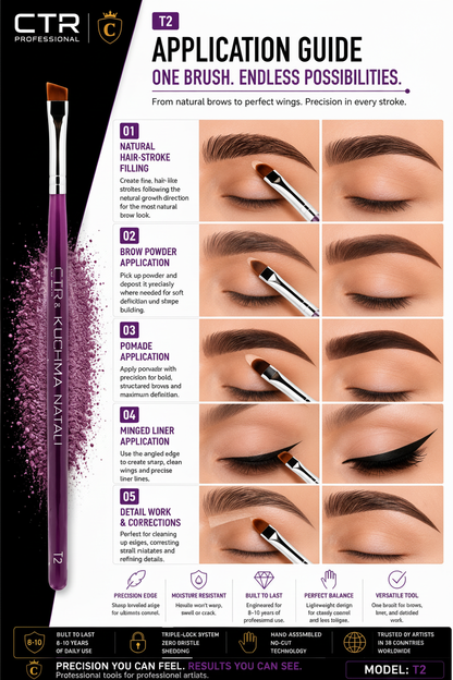 Defining an eyebrow with the CTR GROUP T2 angled brow brush