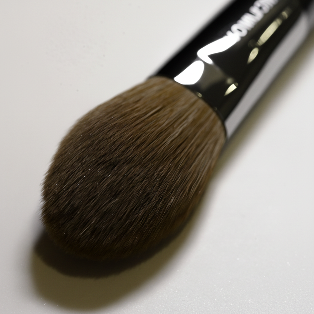 Side close-up of the rounded brown bristles and metal ferrule of the CTR GROUP W0701 brush